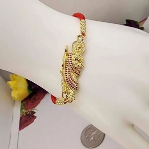 Saint jude bracelet hand-woven red color adjustable Gold-plated